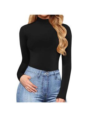 Women's Mock Turtle Neck Sleeveless Long Sleeve Tops Bodysuit Jumpsuit